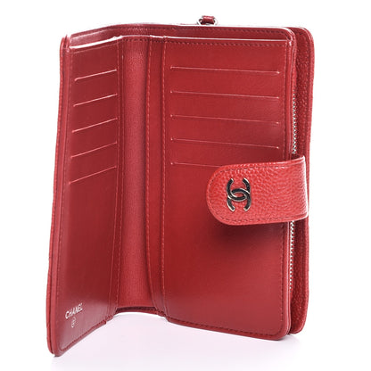 Chanel Caviar Quilted Zipped Pocket Wallet Red 5 of 9