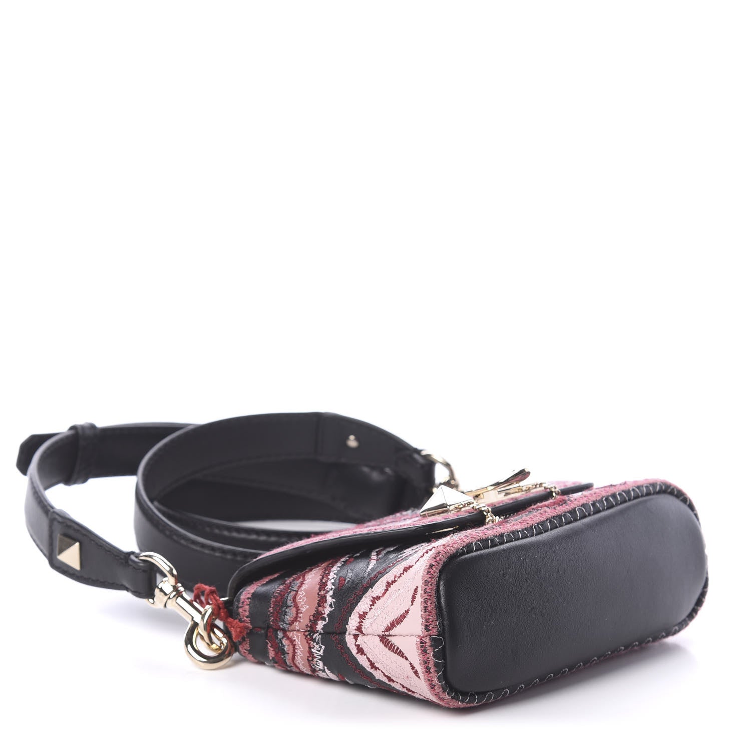 Valentino Garavani Calfskin Embroidered Small Demilune Crossbody Bag Black 4 of 8