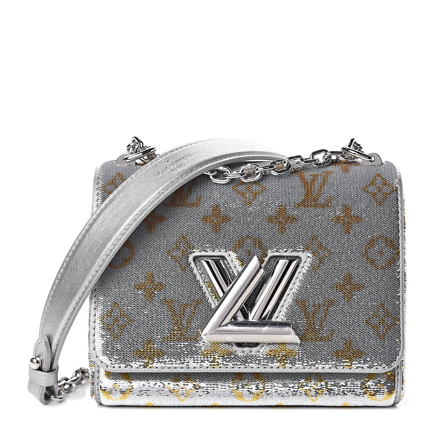 Louis Vuitton Sequins Monogram Twist Shoulder Bag PM Gold Silver 1 of 11