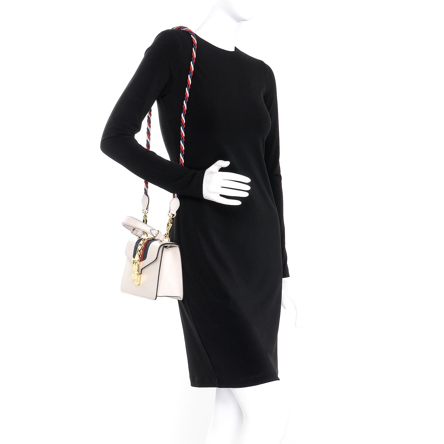 Gucci Calfskin Mini Sylvie Top Handle Bag White 2 of 19