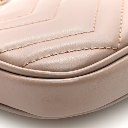 Gucci Calfskin Matelasse Mini GG Marmont Chain Crossbody Bag Porcelain Rose 8 of 9