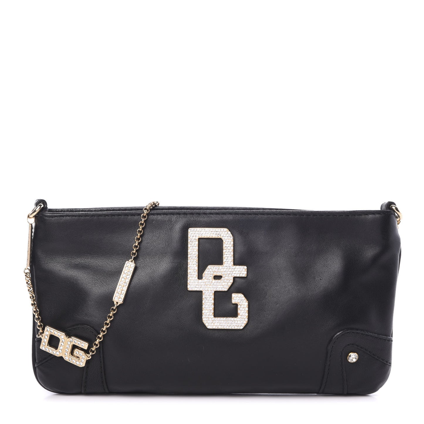 Calfskin Crystal Pochette Black
