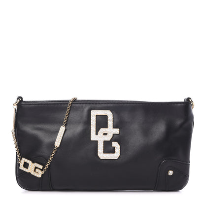 Dolce & Gabbana Calfskin Crystal Pochette Black 1 of 8