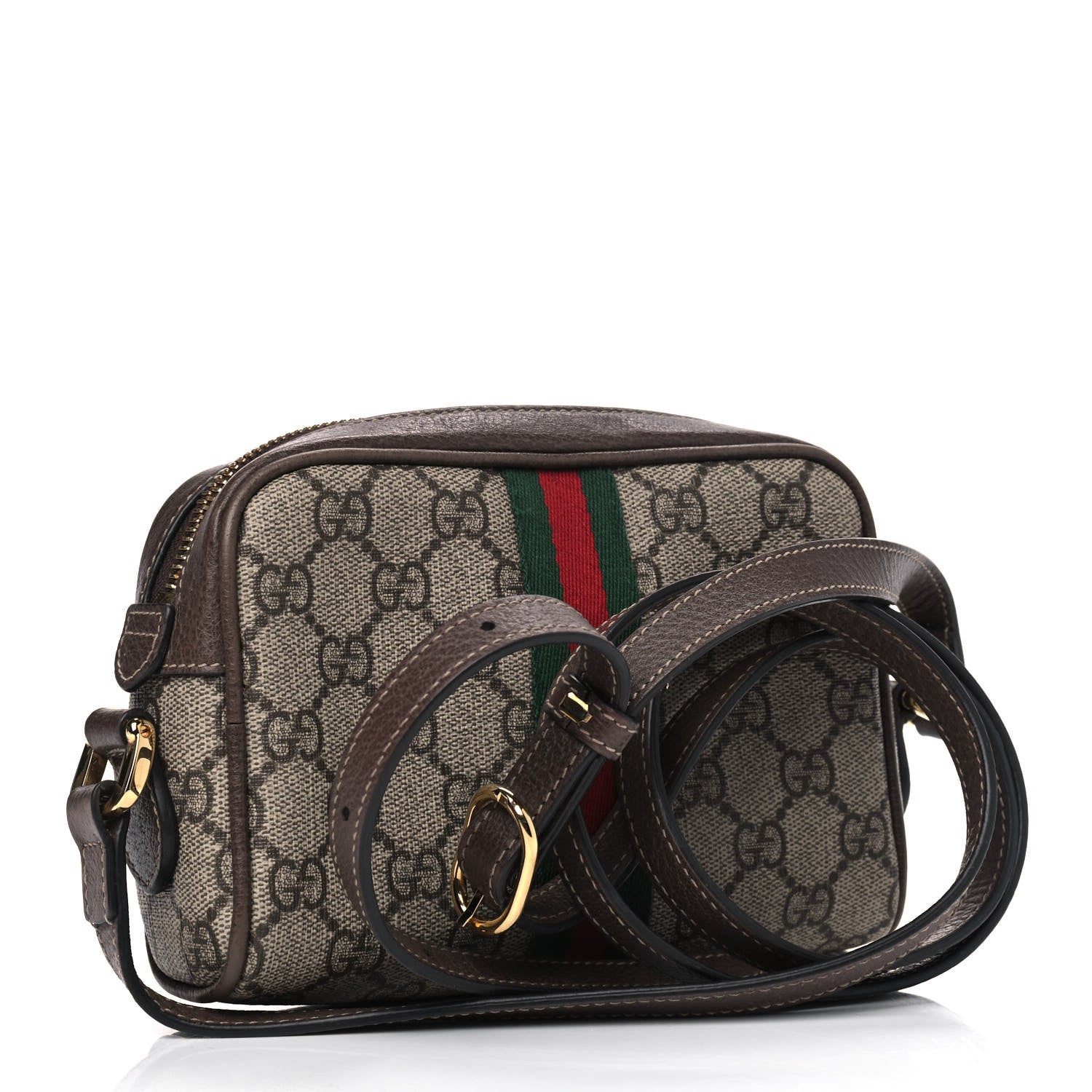 Gucci GG Supreme Monogram Web Mini Ophidia Shoulder Bag Brown 2 of 8