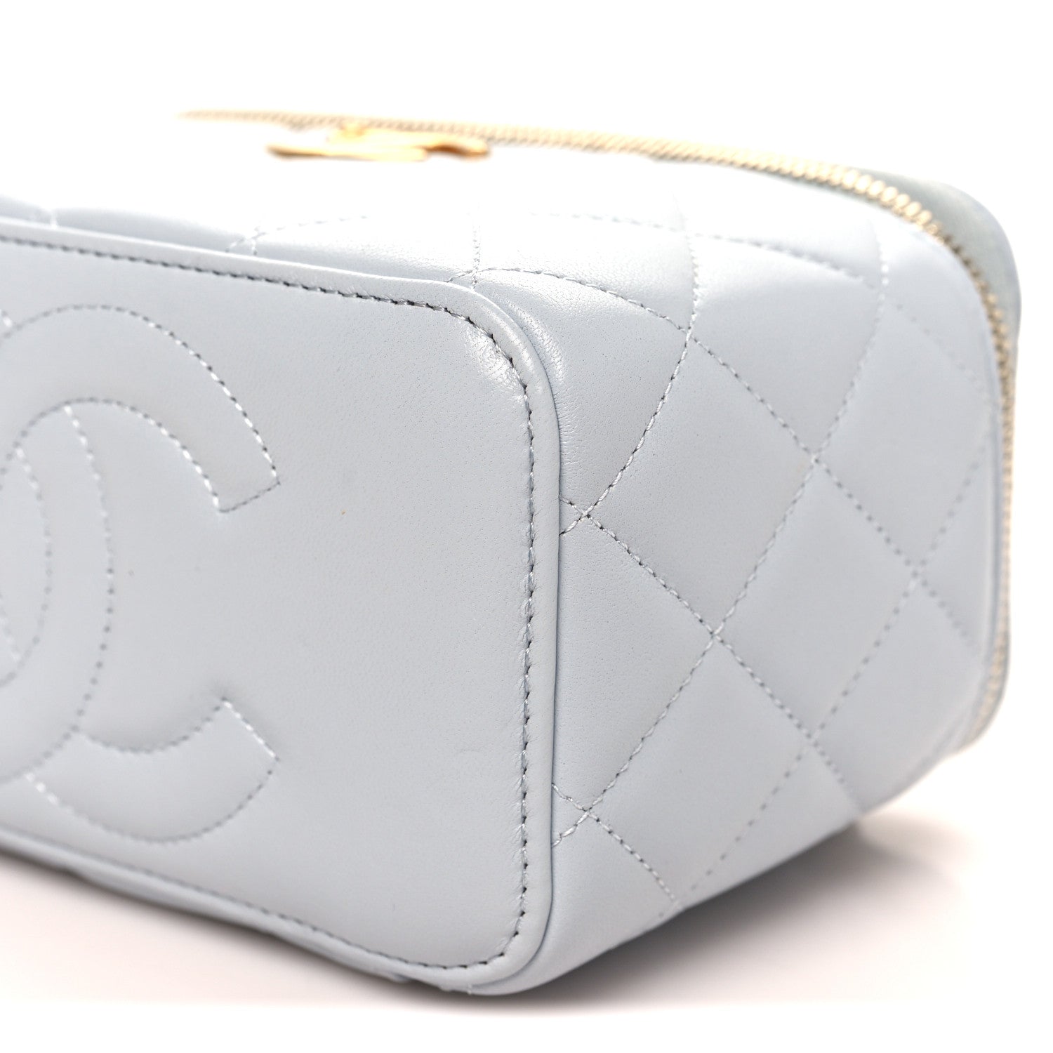Chanel Lambskin Quilted Small CC Vanity Case With Chain Light Blue 10 of 11