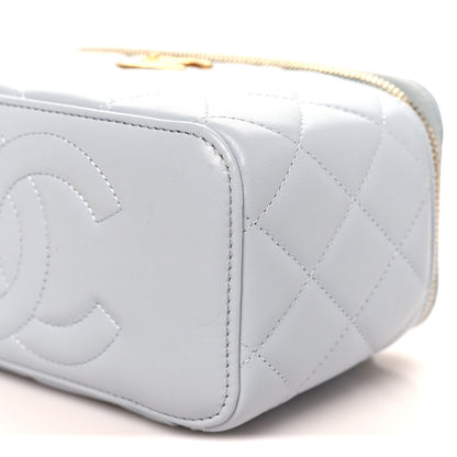 Chanel Lambskin Quilted Small CC Vanity Case With Chain Light Blue 10 of 11