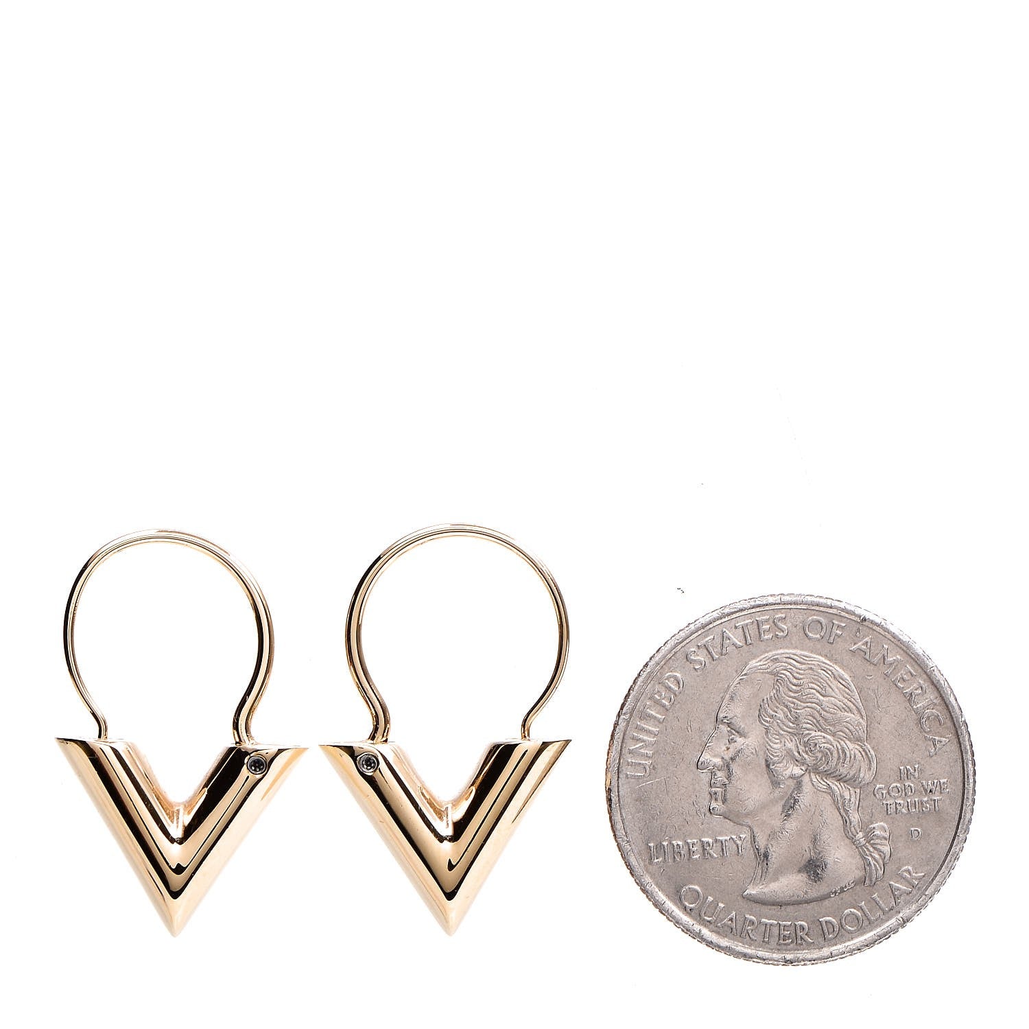 Louis Vuitton Brass Essential V Hoop Earrings Gold 2 of 4