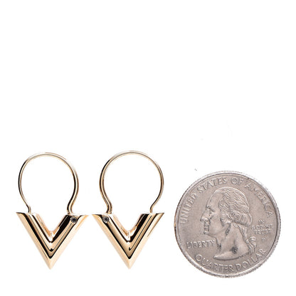 Louis Vuitton Brass Essential V Hoop Earrings Gold 2 of 4