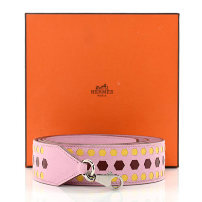 Hermes Epsom 30mm Hexagone Tressage Shoulder Strap Mauve Sylvestre Rouge H Jaune de Naples 7 of 7