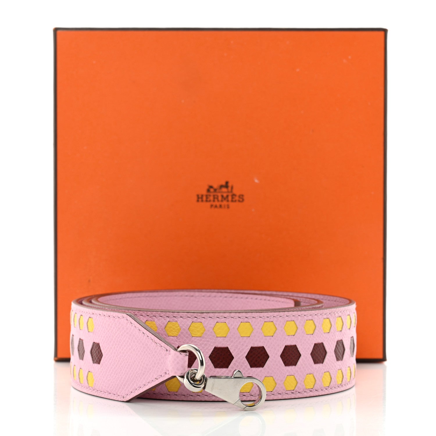 Hermes Epsom 30mm Hexagone Tressage Shoulder Strap Mauve Sylvestre Rouge H Jaune de Naples 7 of 7