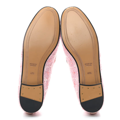 Gucci Wool Tweed Horsebit Womens Jordaan Loafers 40.5 Pink White Perfect Pink 5 of 8