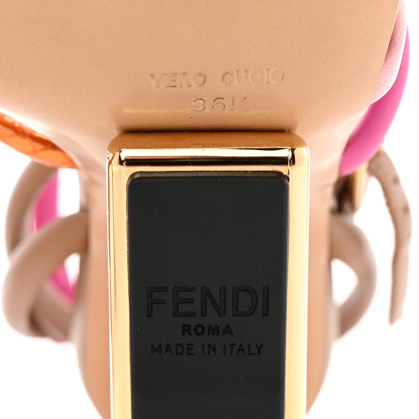 Nappa Metallic Ayers Fendi First 95mm Strappy Sandals 36.5 Rosa Geranio Albicocca