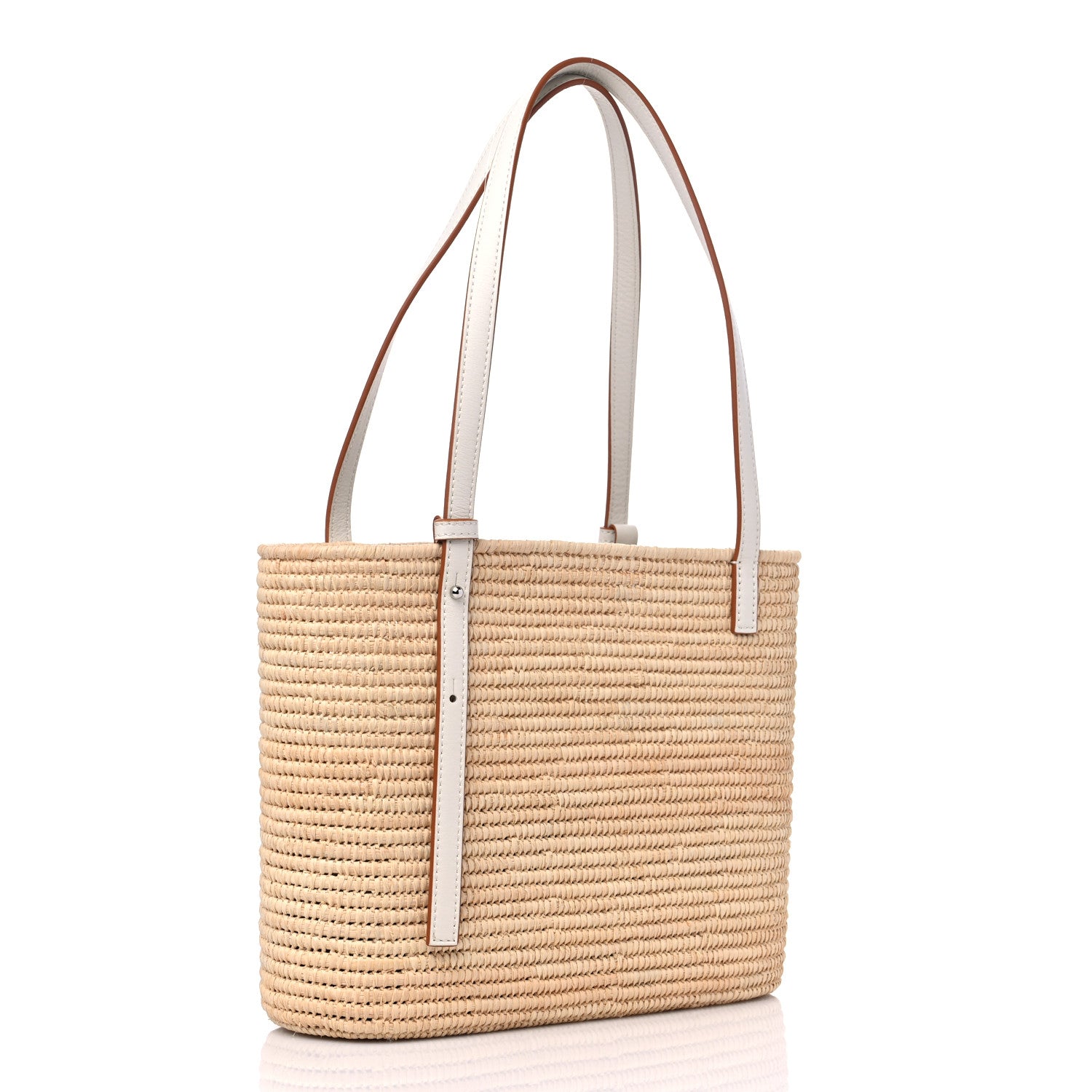 Loewe Raffia Square Small Basket Tote Bag Natural White 3 of 8