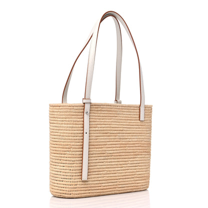Loewe Raffia Square Small Basket Tote Bag Natural White 3 of 8