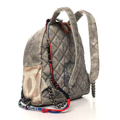 Chanel Graffiti Printed Canvas Medium Backpack Grey 2 of 10