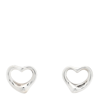 Tiffany Sterling Silver Elsa Peretti 11mm Open Heart Earrings 1 of 5