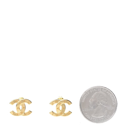 Chanel Metal CC Paris Button Stud Earrings Gold 2 of 5