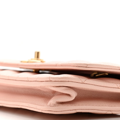 Chanel Caviar Quilted Camellia Wallet On Chain WOC Light Pink 11 of 14