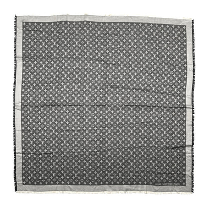 Louis Vuitton Silk Wool Monogram Denim Shawl Black 1 of 10