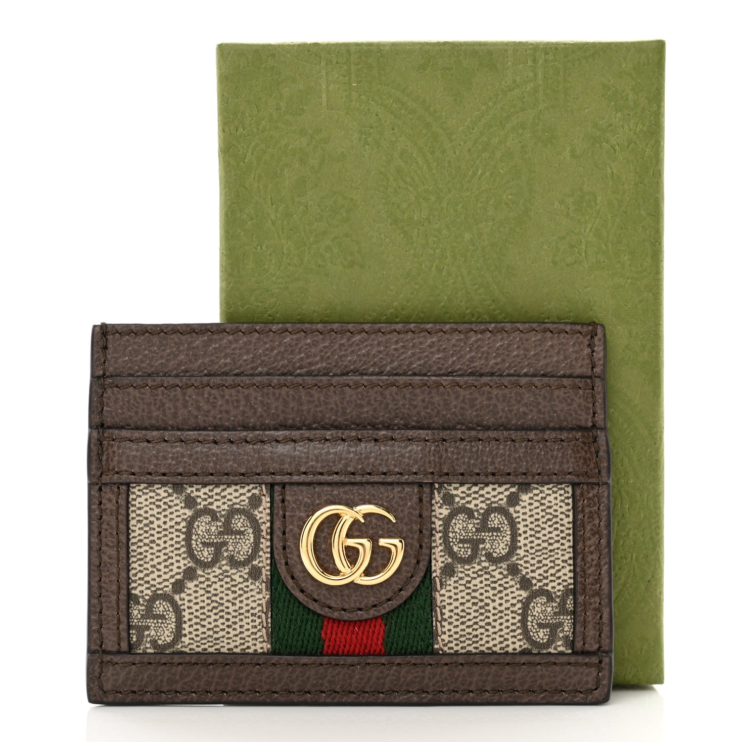 Gucci GG Supreme Monogram Textured Dollar Calfskin Ophidia Card Holder Beige Ebony New Acero 7 of 7