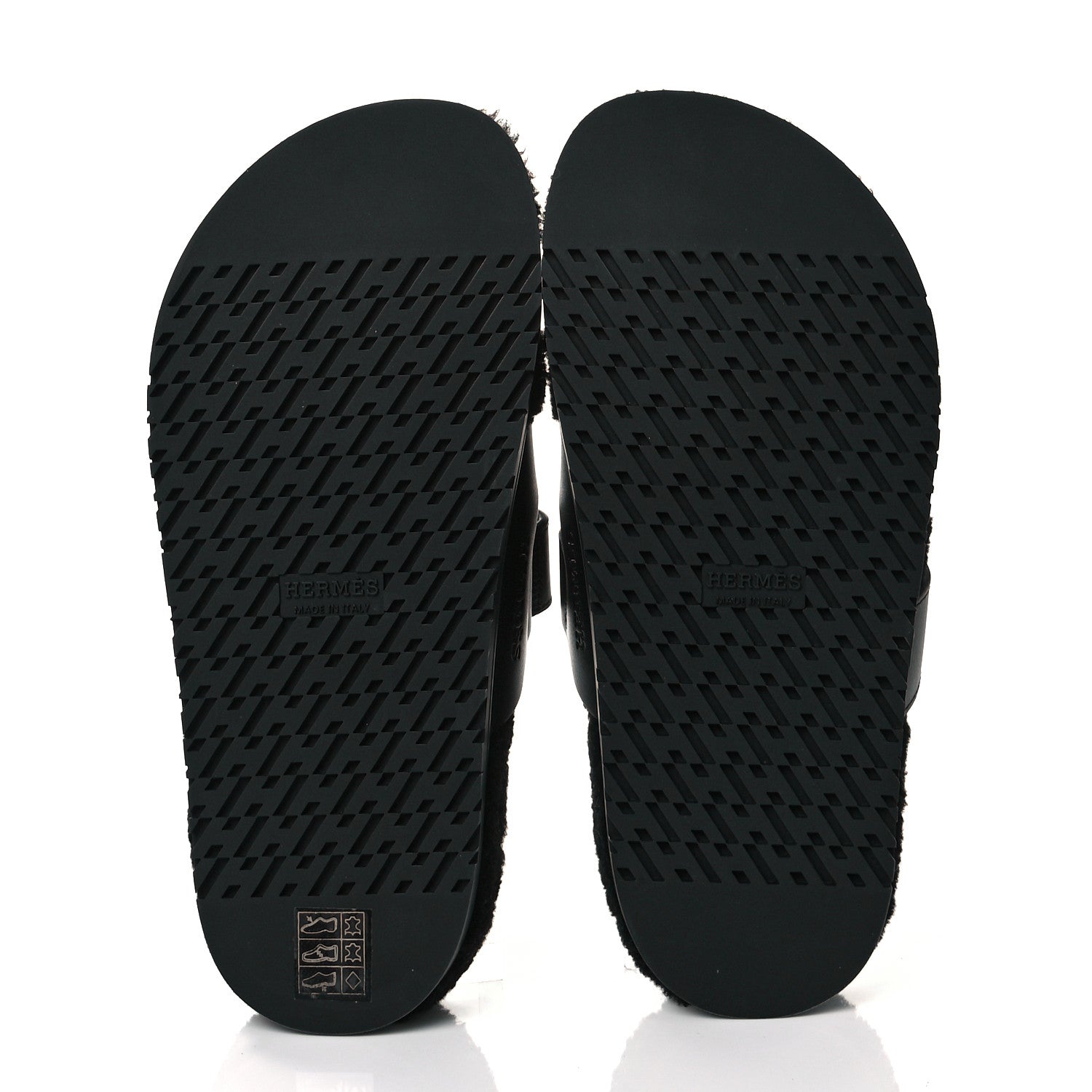Hermes Calfskin Woolskin Womens Chypre Sandals 37.5 Black 5 of 8