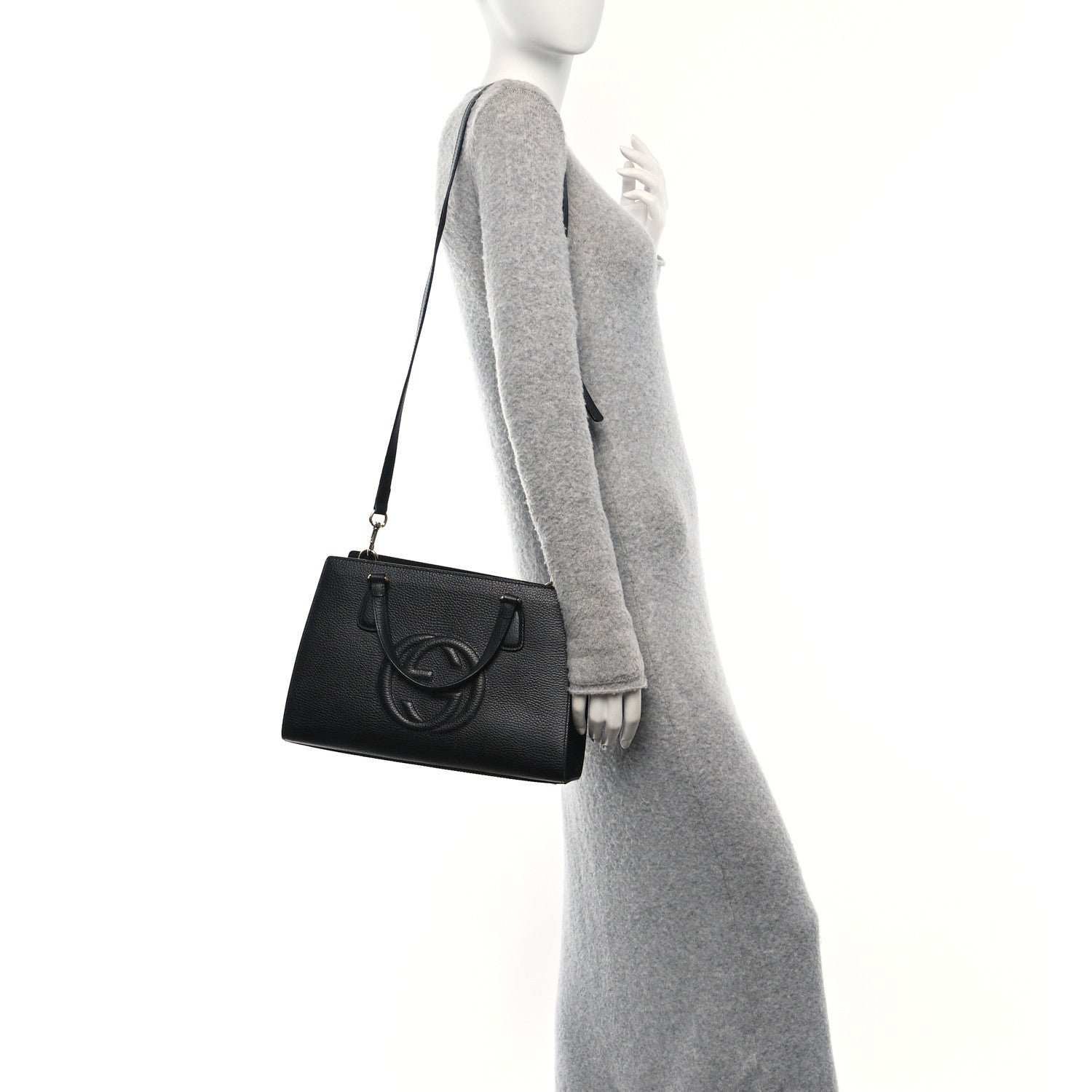 Gucci Pebbled Calfskin Medium Soho Top Handle Satchel Black 2 of 11