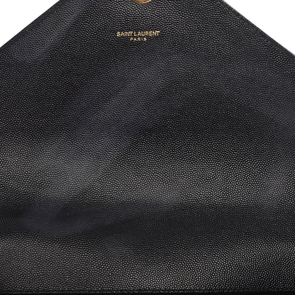 Saint Laurent Grain De Poudre Matelasse Chevron Large Monogram Satchel Black 8 of 12