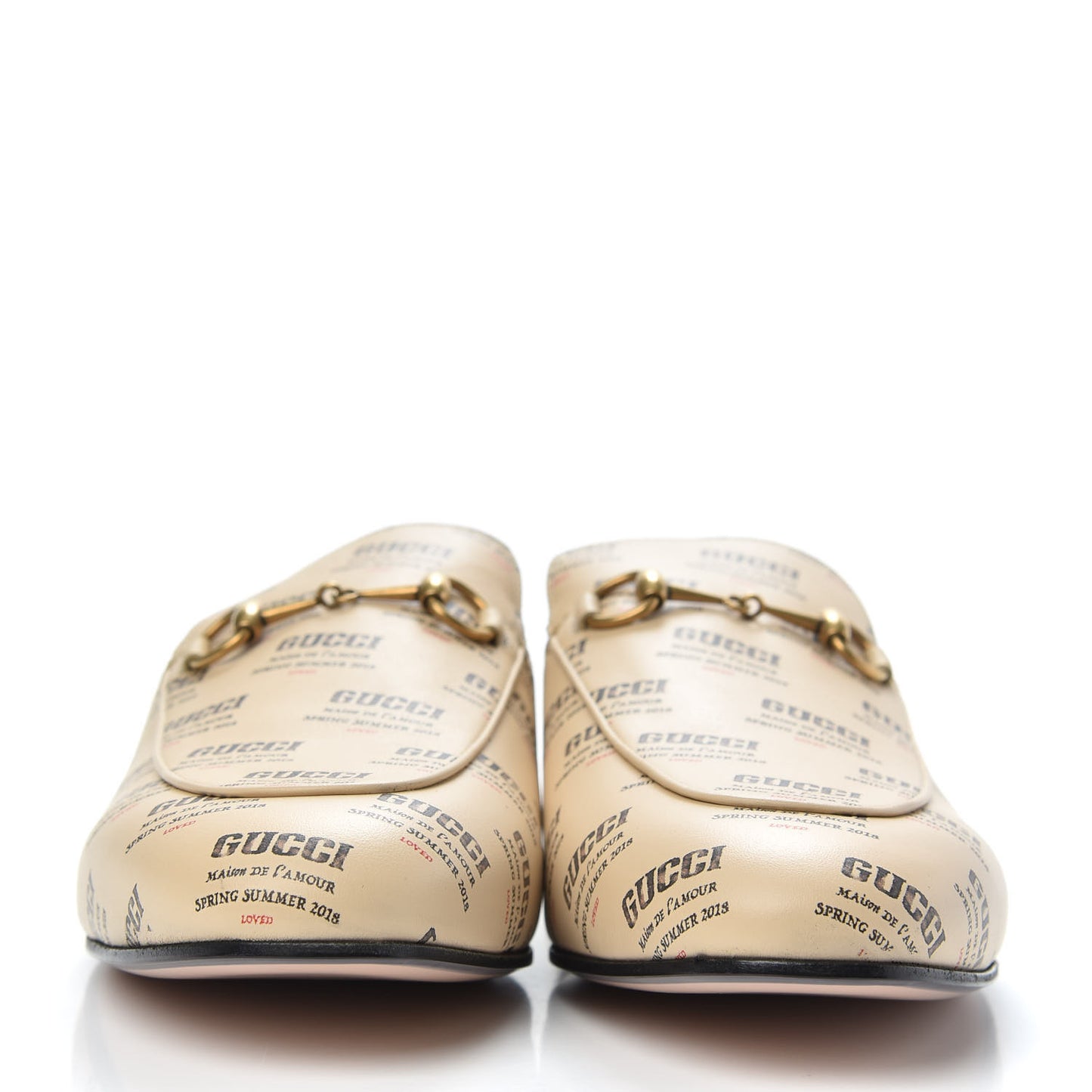 Calfskin Stamp Print Womens Princetown Slippers 40.5 Soy Black