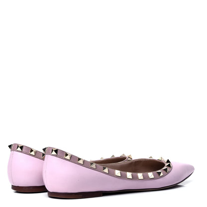 Valentino Garavani Calfskin Nappa Rockstud Ballerina Flats 36.5 Water Rose Poudre 3 of 6