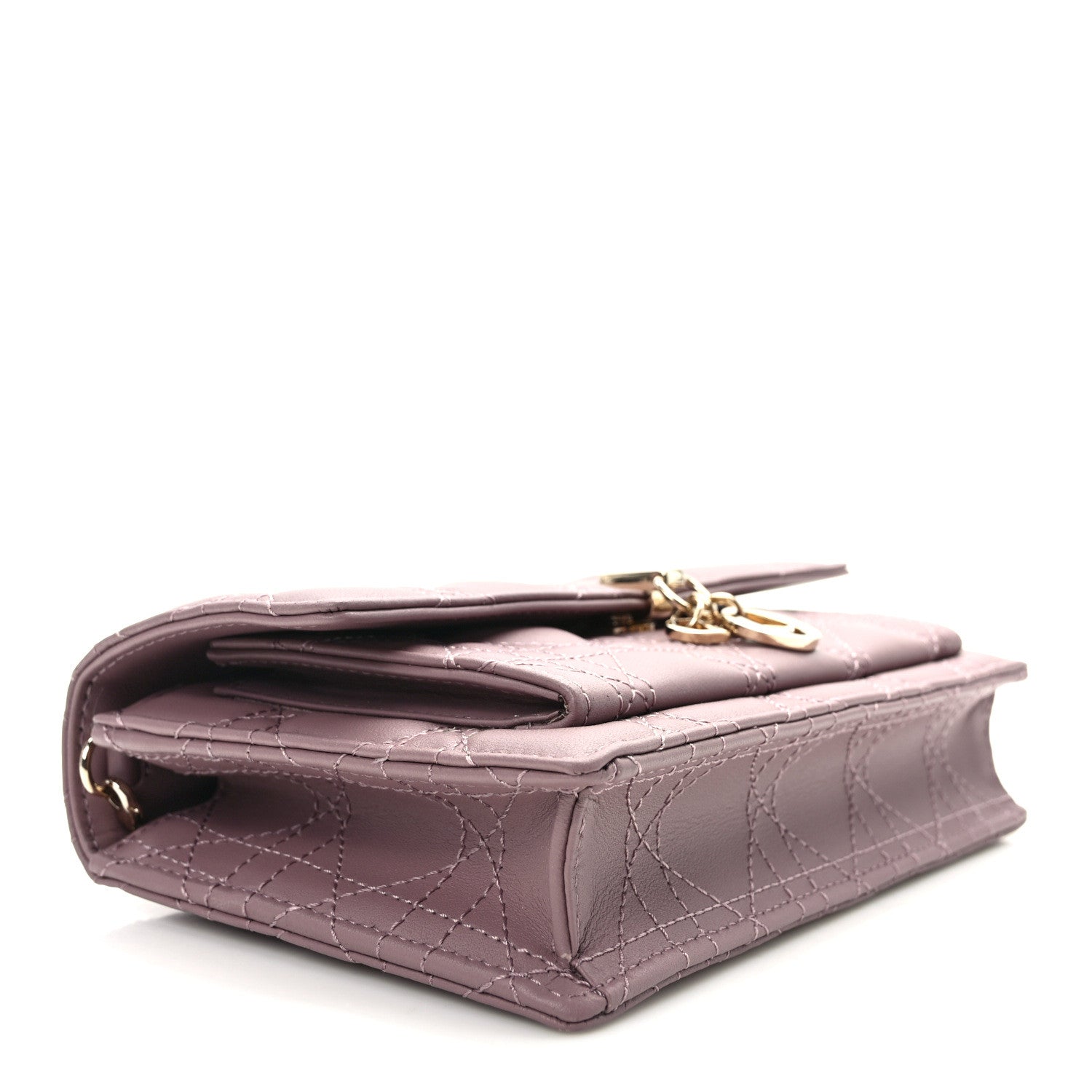 Christian Dior Lambskin Cannage Lady Dior Chain Pouch Purple 4 of 14