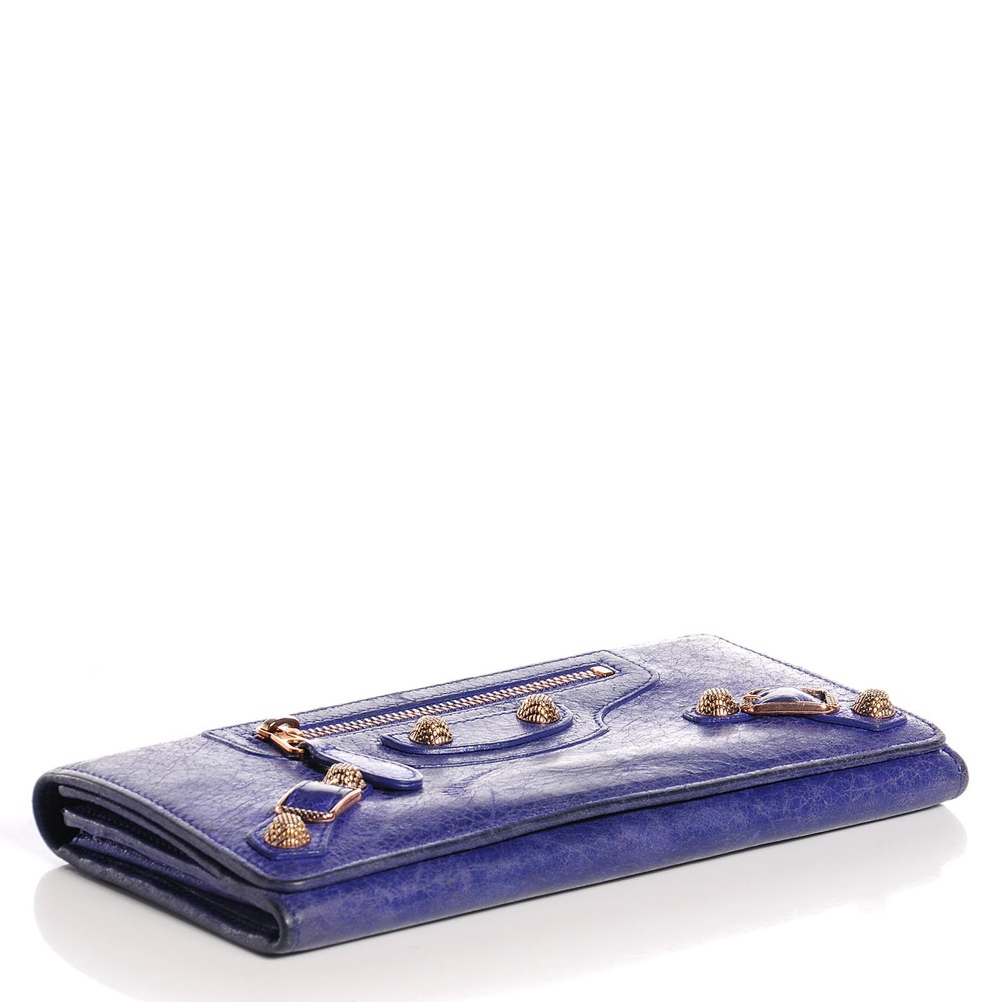 Agneau Giant 12 Rose Gold Hardware Money Wallet Bleu Lavande