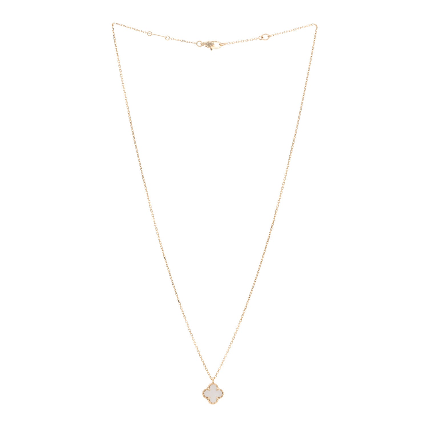 Van Cleef & Arpels 18K Yellow Gold Mother of Pearl Sweet Alhambra Pendant Necklace 3 of 5