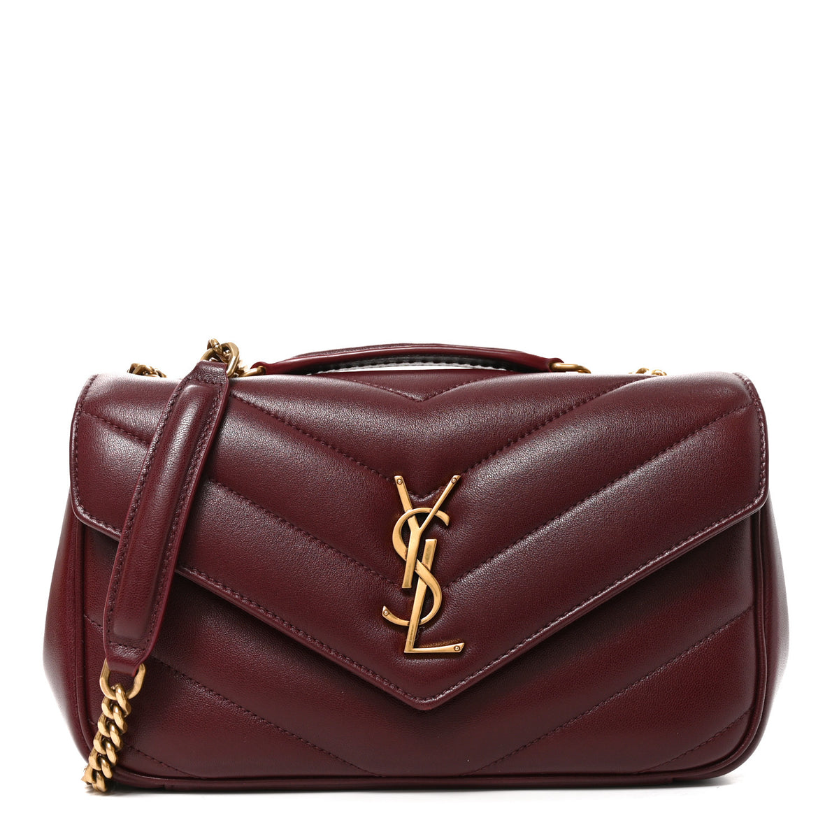 Saint Laurent Lambskin Chevron Quilted Small Loulou Rouge Cabernet 1 of 9
