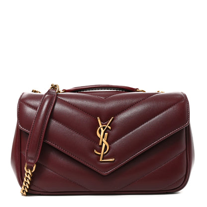 Saint Laurent Lambskin Chevron Quilted Small Loulou Rouge Cabernet 1 of 9