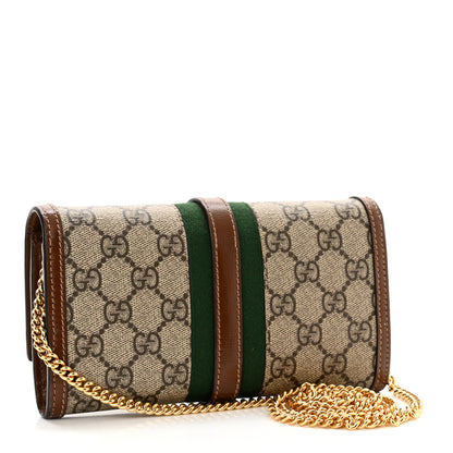 Gucci GG Supreme Monogram Azalea Calfskin Web Jackie 1961 Chain Wallet Beige Ebony Brown Sugar 3 of 10