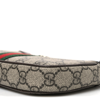 Gucci GG Supreme Monogram Textured Dollar Calfskin Web Mini Ophidia Shoulder Bag Beige Ebony New Acero 10 of 10