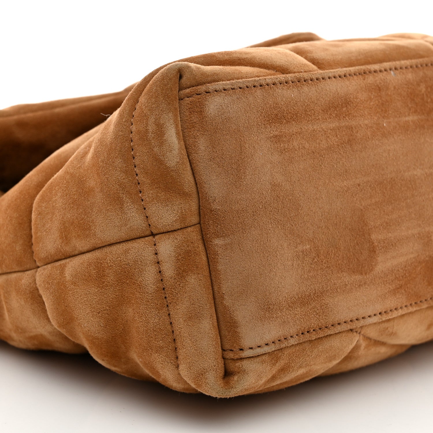 Saint Laurent Suede Calfskin Quilted Small Loulou Puffer Monogram Chain Satchel Cinnamon 9 of 10