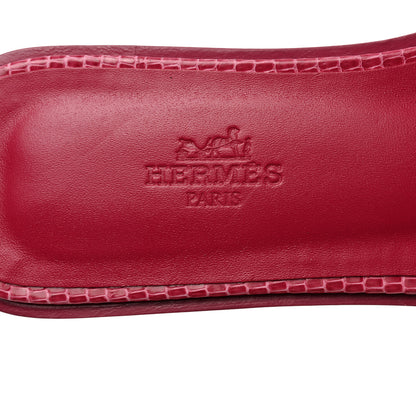 Hermes Lizard Oran Sandals 37.5 Fuchsia 7 of 9