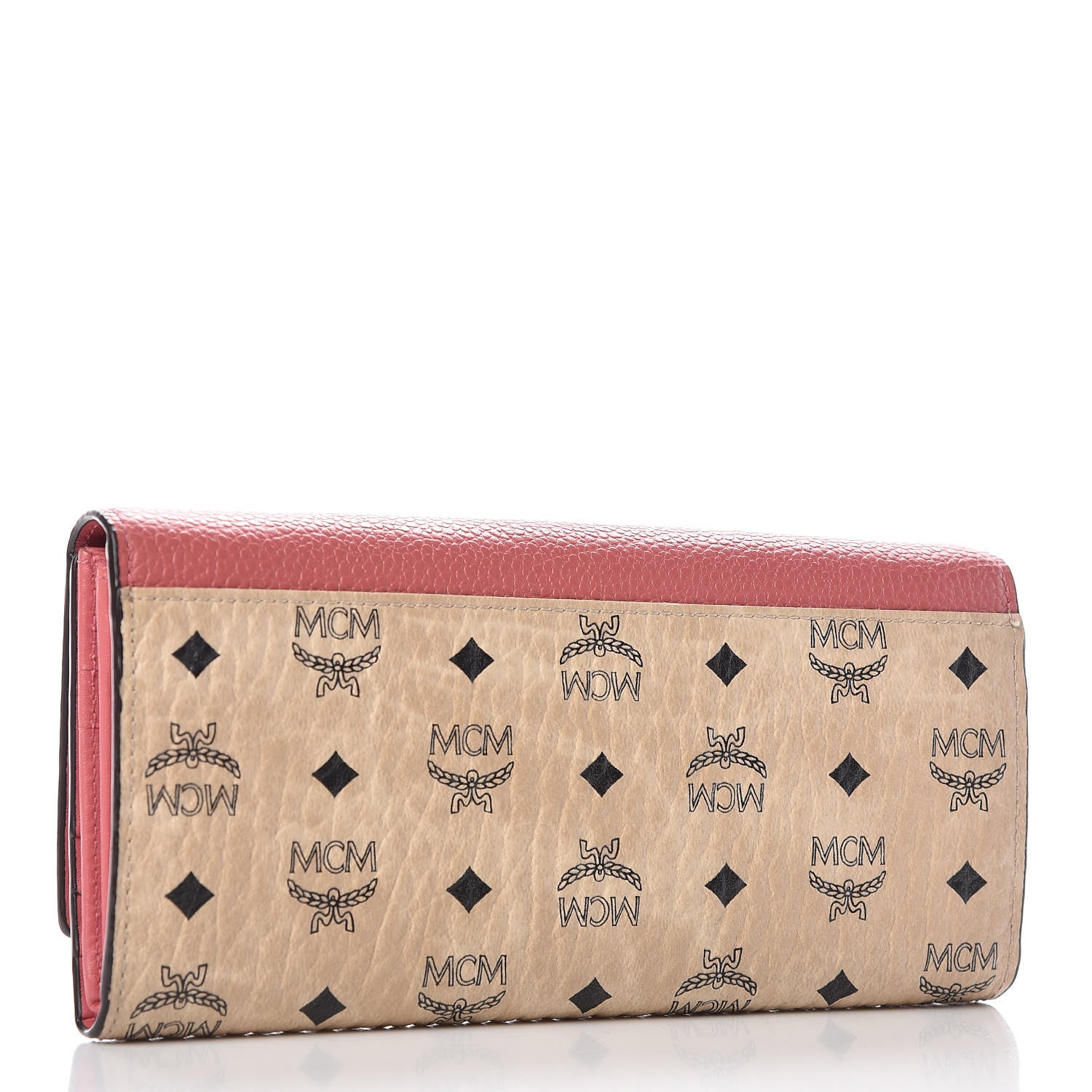 MCM Visetos Grained Calfskin Corina Two Fold Wallet Pink 3 of 9