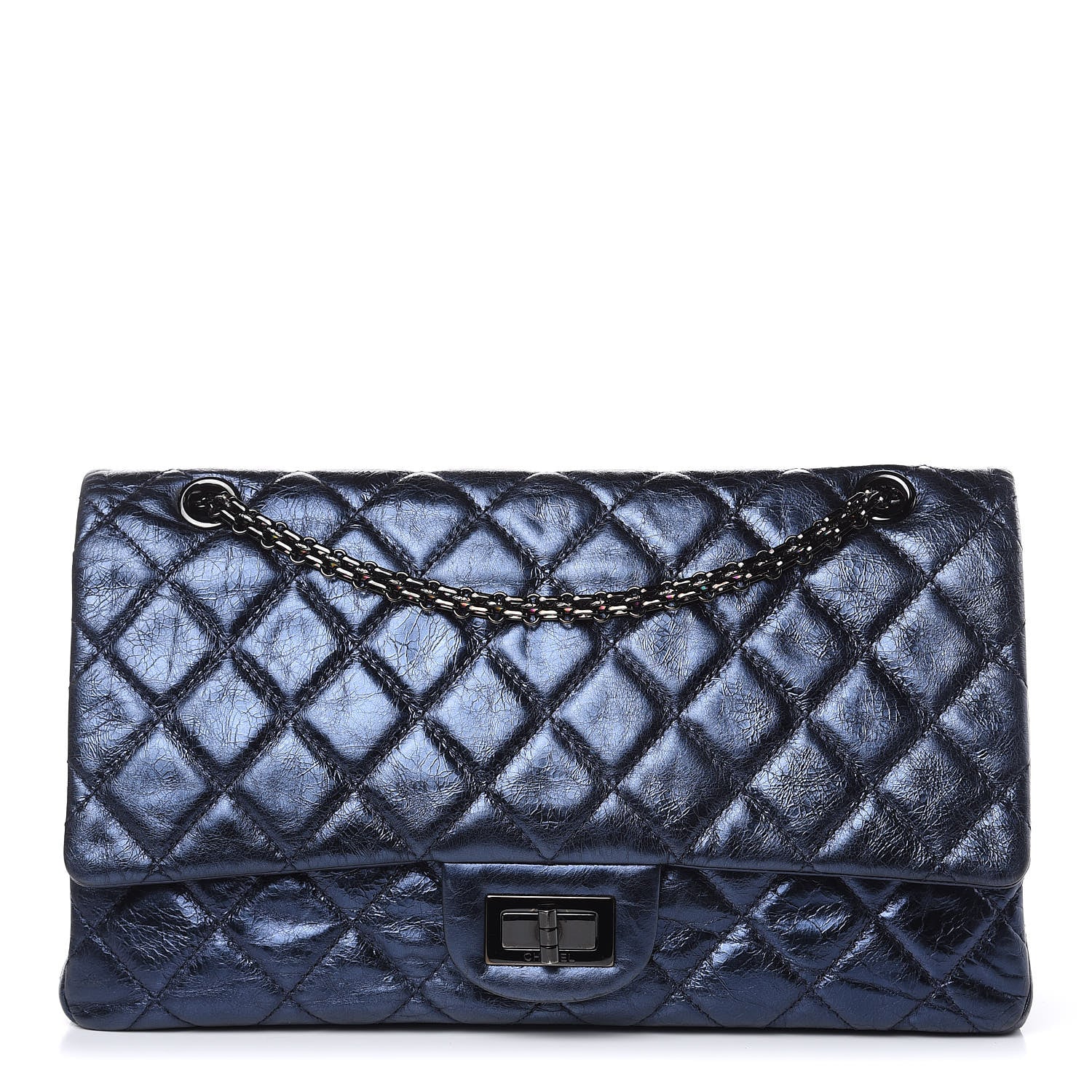 Chanel Metallic Aged Calfskin Quilted 2.55 Reissue 227 Flap Blue 1 of 12