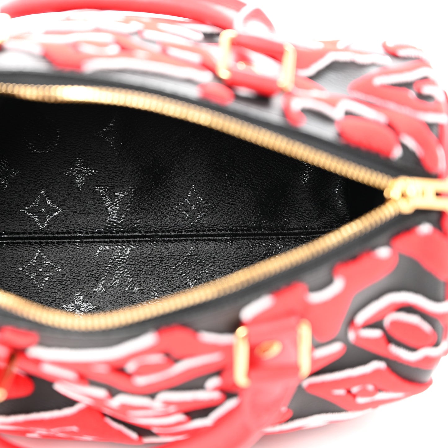X UF Tufted Monogram Speedy Bandouliere 25 Black Red