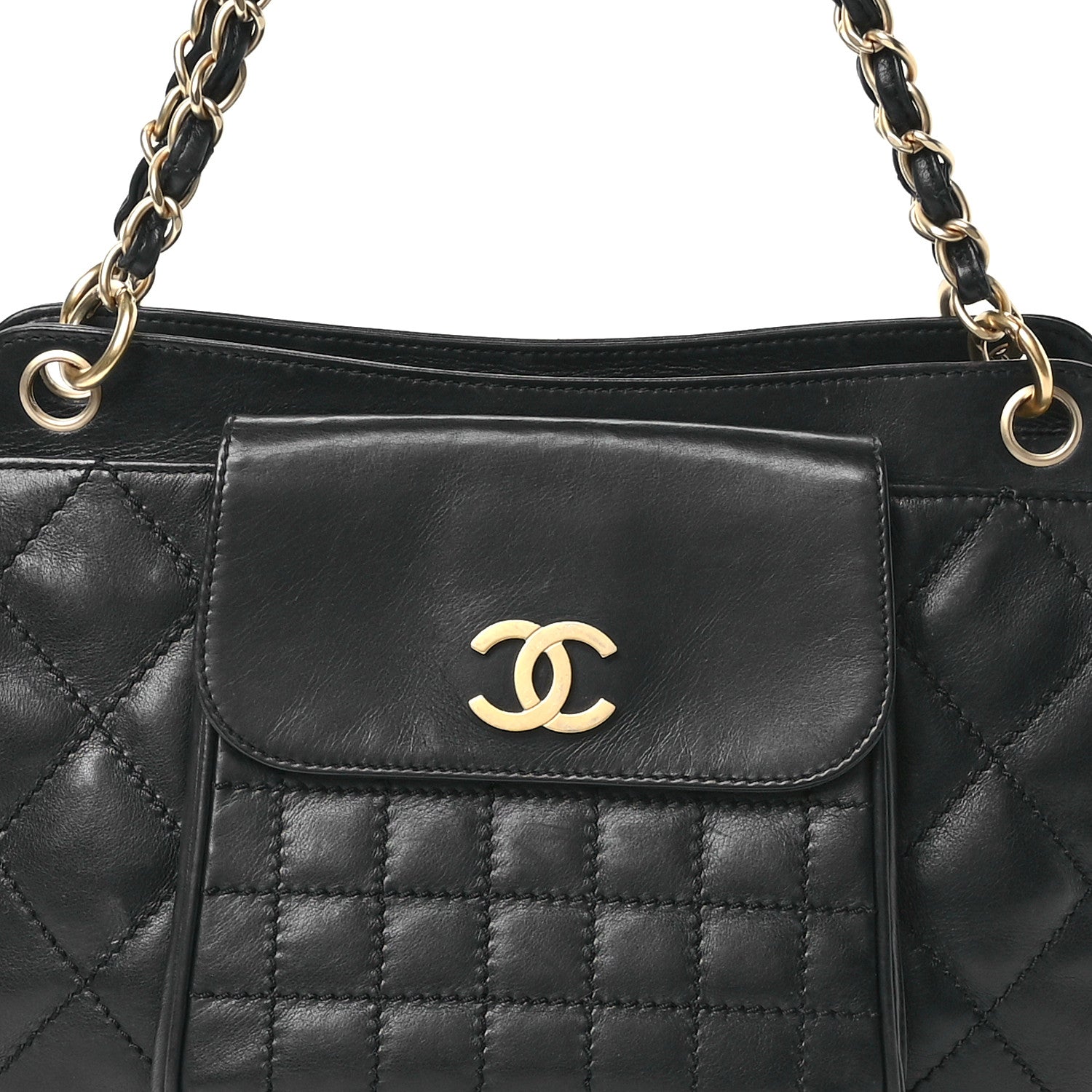 Chanel Calfskin Chocolate Bar Quilted Small Shoulder Bag Black 8 of 11