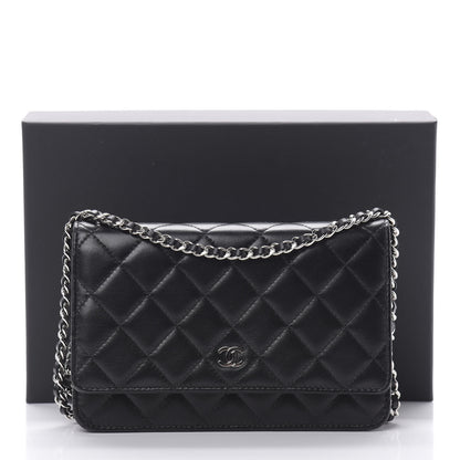 Chanel Lambskin Quilted Wallet On Chain WOC Black 14 of 14