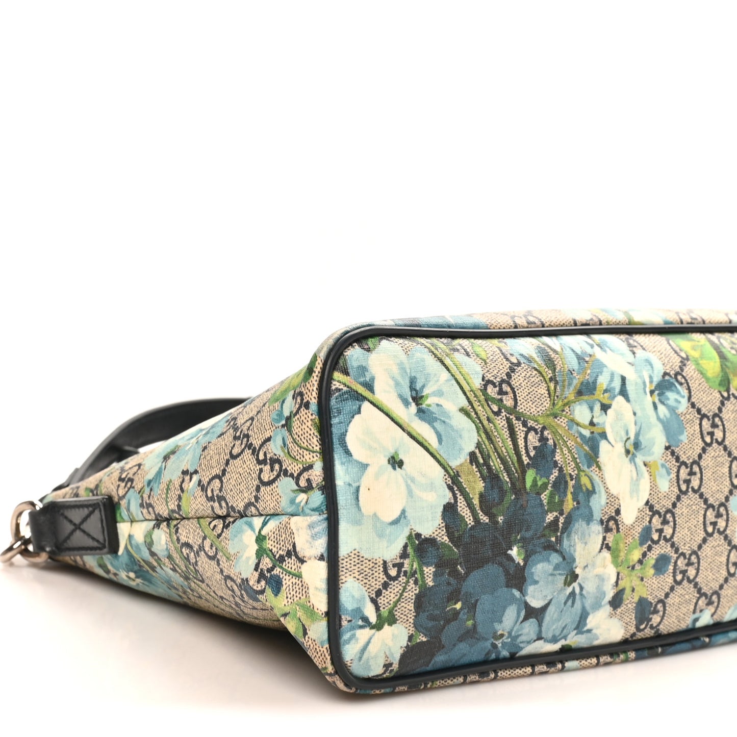 GG Supreme Monogram Blooms Small Zippered Tote Blue