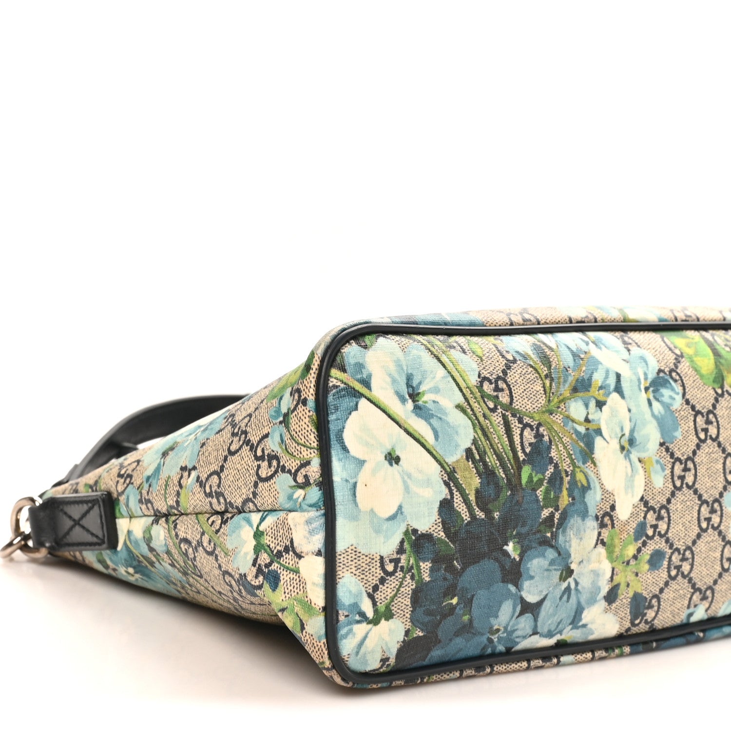Gucci GG Supreme Monogram Blooms Small Zippered Tote Blue 9 of 10