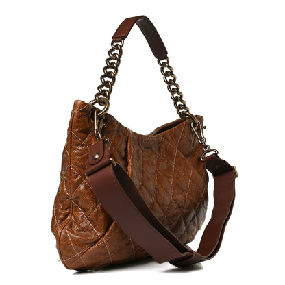 Chanel Crumpled Grained Calfskin Coco Pleats Hobo Brown 2 of 17
