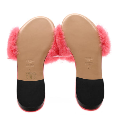 Fendi Mink FF Baguette Slide Sandals 37 Kissed 5 of 8