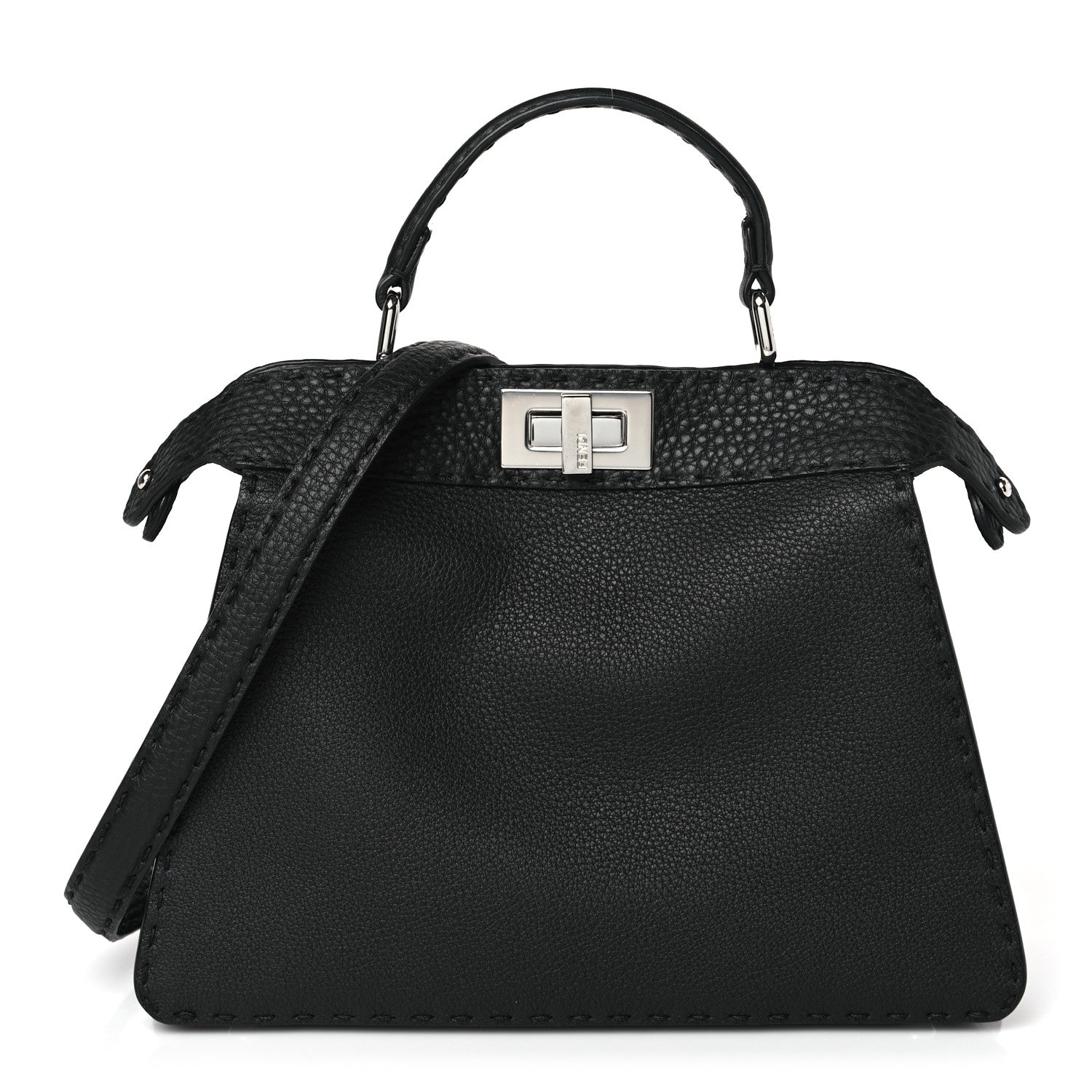 Fendi Cuoio Romano Selleria Chamois Small Peekaboo I SEE U Satchel Black Camel Sunflower 1 of 9