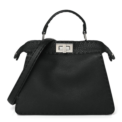 Fendi Cuoio Romano Selleria Chamois Small Peekaboo I SEE U Satchel Black Camel Sunflower 1 of 9