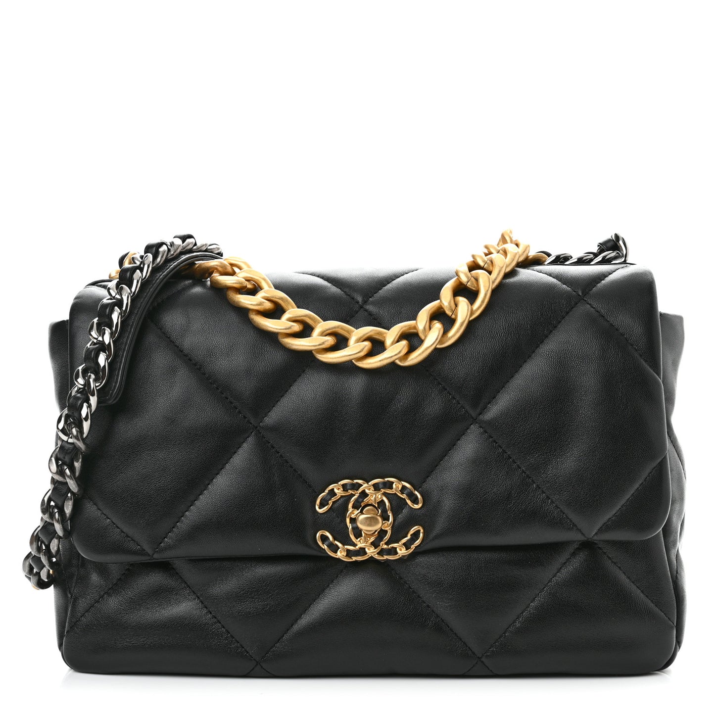 Lambskin Quilted Large Chanel 19 Flap Black